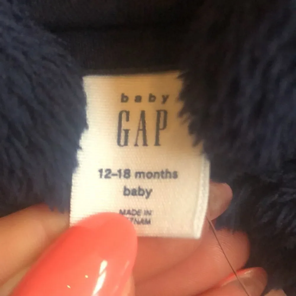 NWT Baby gap navy blue bear cozy lined hoodie